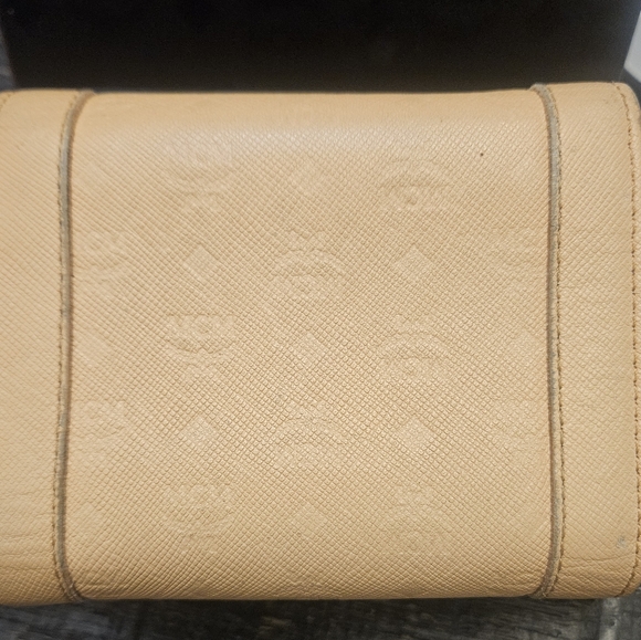 MCM Tan Studded Leather Trifold Wallet - Picture 9 of 10
